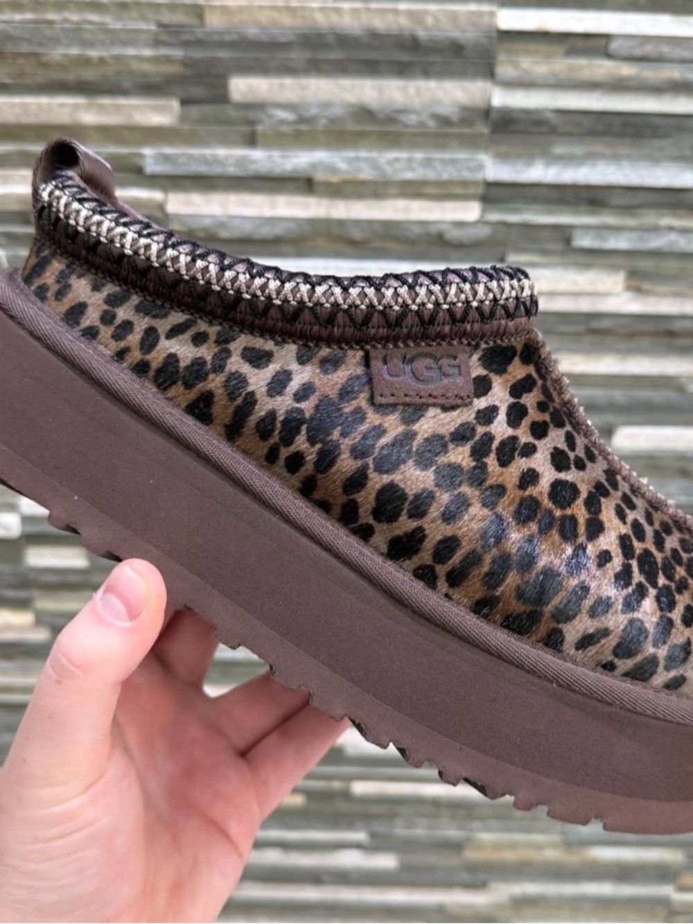 . UGG TAZZ Leopard Brown Caspian Platform Slipper Shoes - Picture 7 of 13